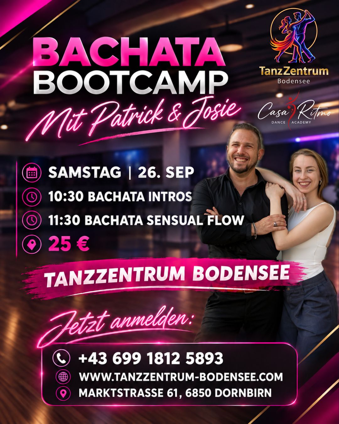 Bachata Bootcamp mit Patrick und Josie im Tanzzentrum Bodensee